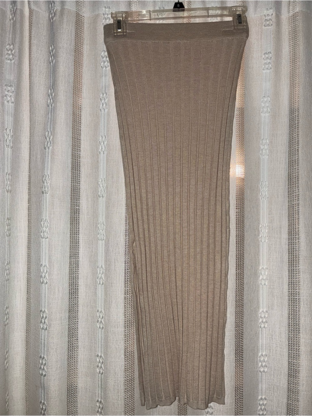 Olive & Oak Ribbed Maxi Skirt in Tan